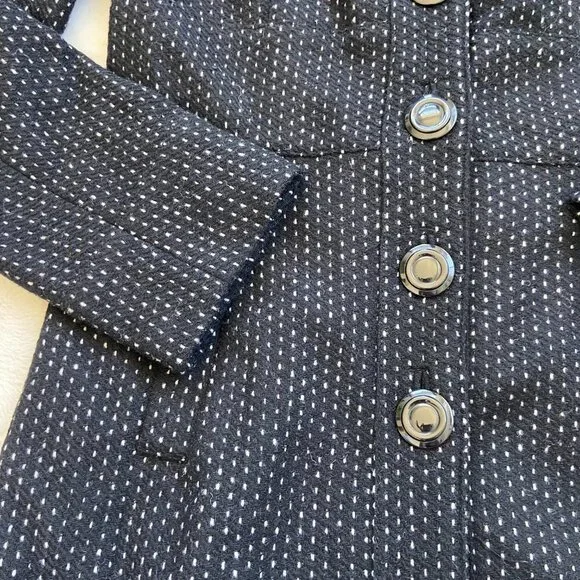 Anthropologie| Idra Black Dot Wool Blend Coat | Sz 8 Ruffle - Picture 3 of 10